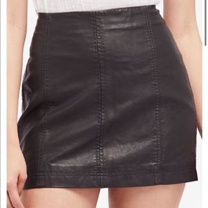 Free People Black Modern Femme Leather Skirt